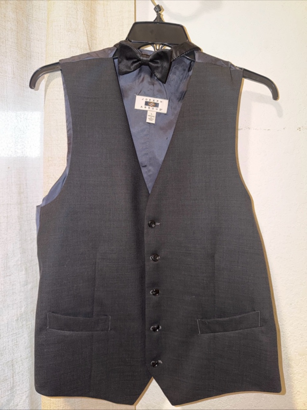 Joseph Abboud Men's Black Dress Vest with Black Bow Tie